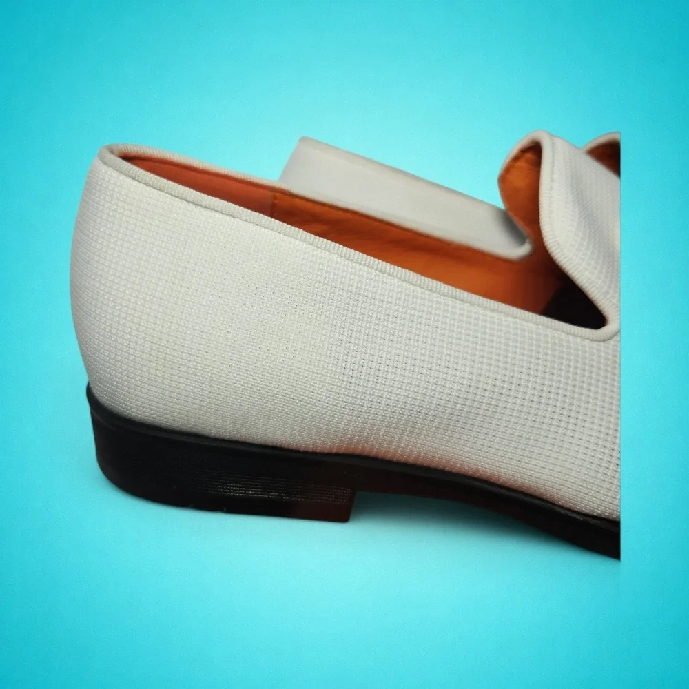 New FOEVTRUE Men's Woven White‎ Dress Loafers, Size 41 (US 8)
